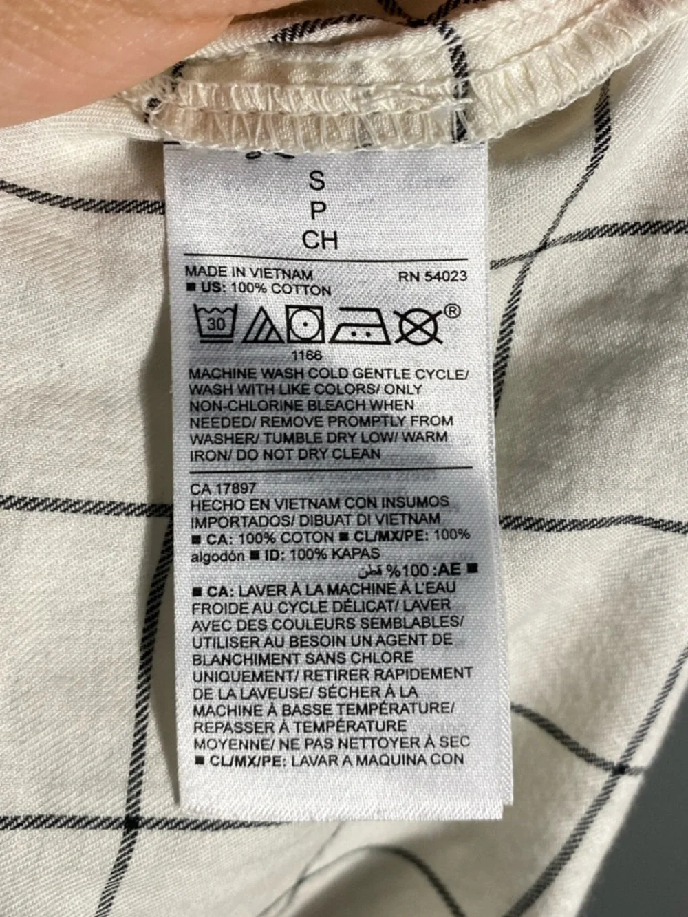 Old Navy Grid Print Cotton Blouse Small Minimalist Cottagecore Capsule Top